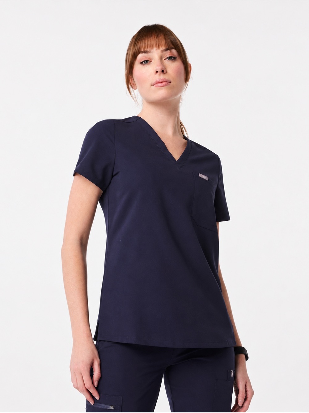 FIGS Women's Navy Blue V-Neck Scrub Top Size L Technical Collection